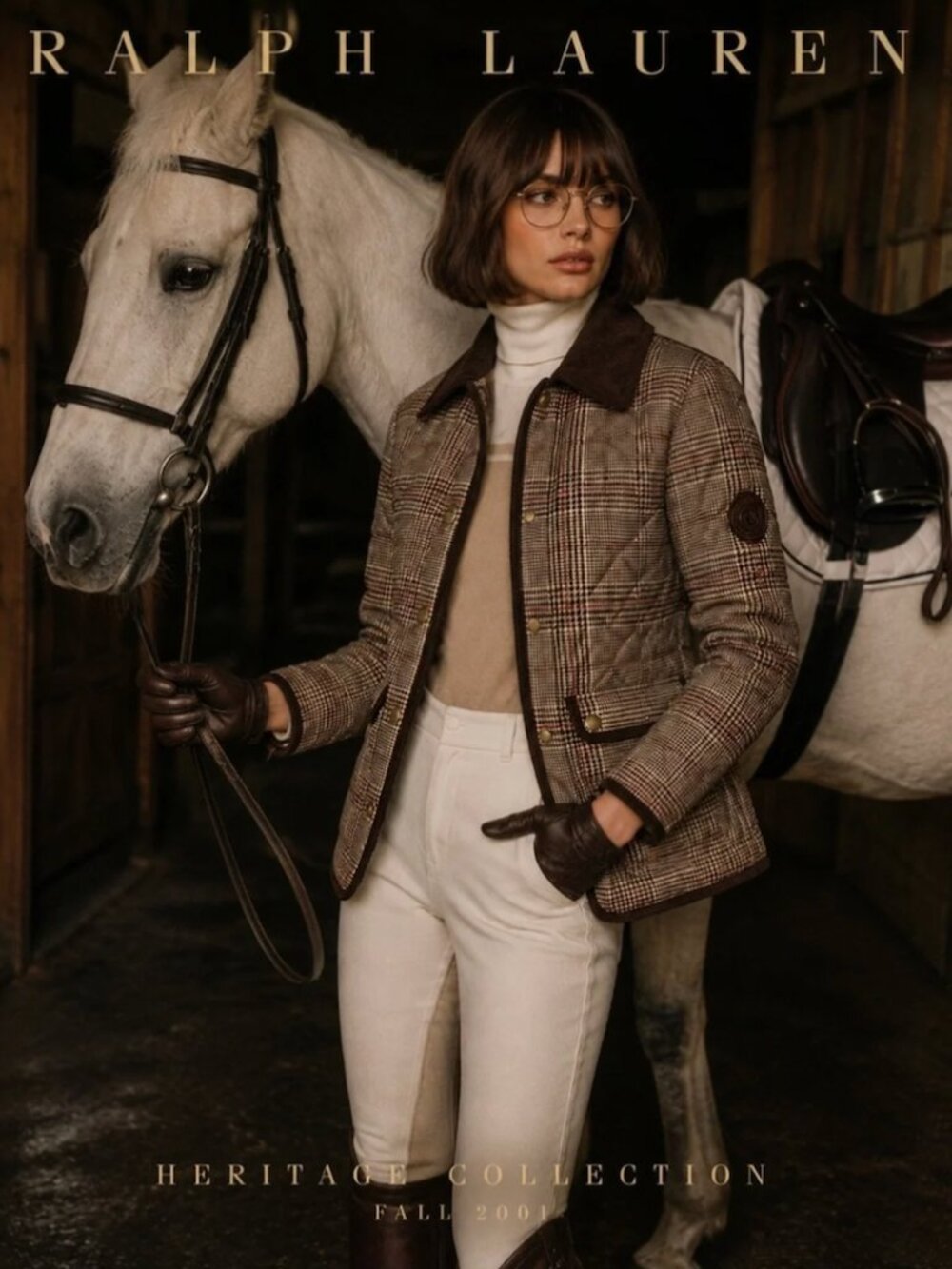 NWT Lauren Ralph Lauren Houndstooth Quilted Jacket Corduroy Trim - Size M